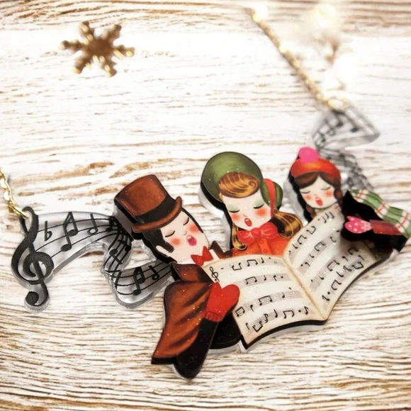 Laliblue Christmas Carols Carolers Pinup Whimsical Necklace 2020 - Picture 2 of 4